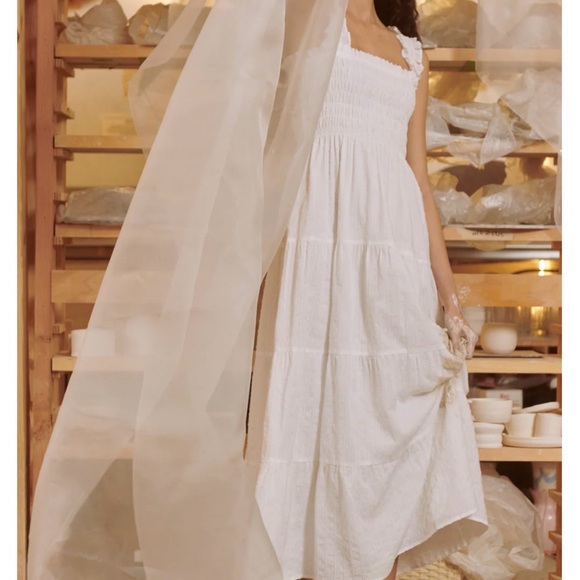 Hill House The Kimmy Nap Dress - White Linear Swiss Dot - Picture 4 of 5